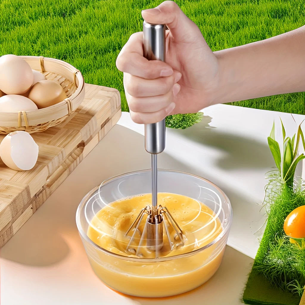 Semi - Automatic Stainless Steel Whisk - Effortless Mixing for Kitchen Baking