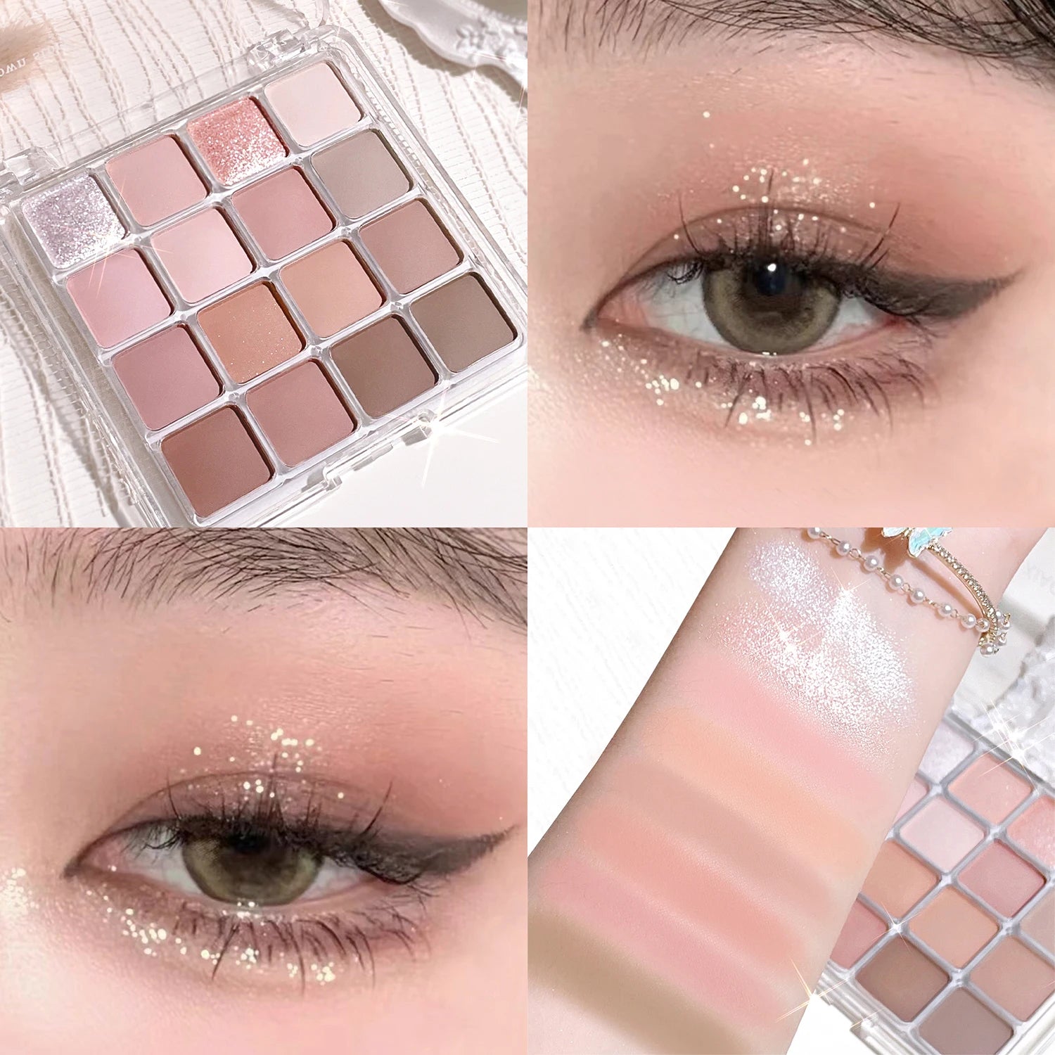 16-Color Sunset Magic Eyeshadow Palette – Pearlescent & Matte Earth Tones