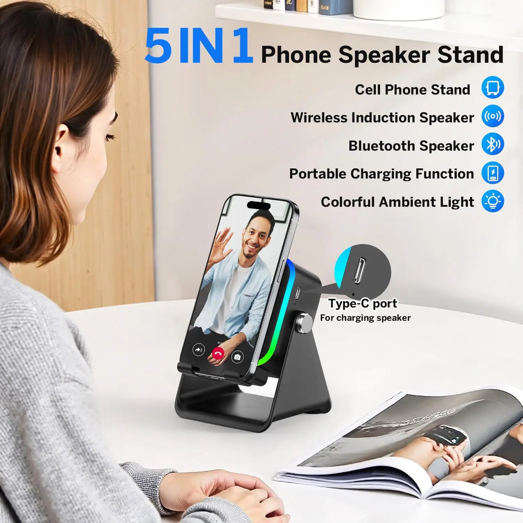 5-in-1 Upgraded Wireless Induction Speaker & Holder