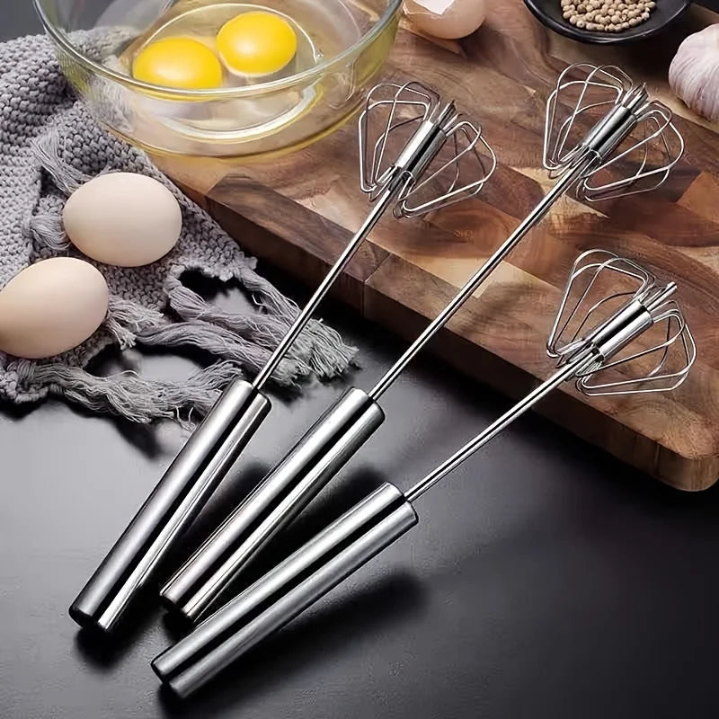 Semi - Automatic Stainless Steel Whisk - Effortless Mixing for Kitchen Baking
