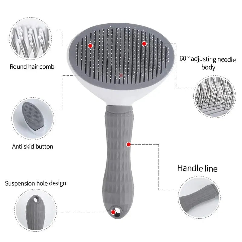 AuraVibe Self-Cleaning Pet Grooming Brush – Effortless Fur Removal