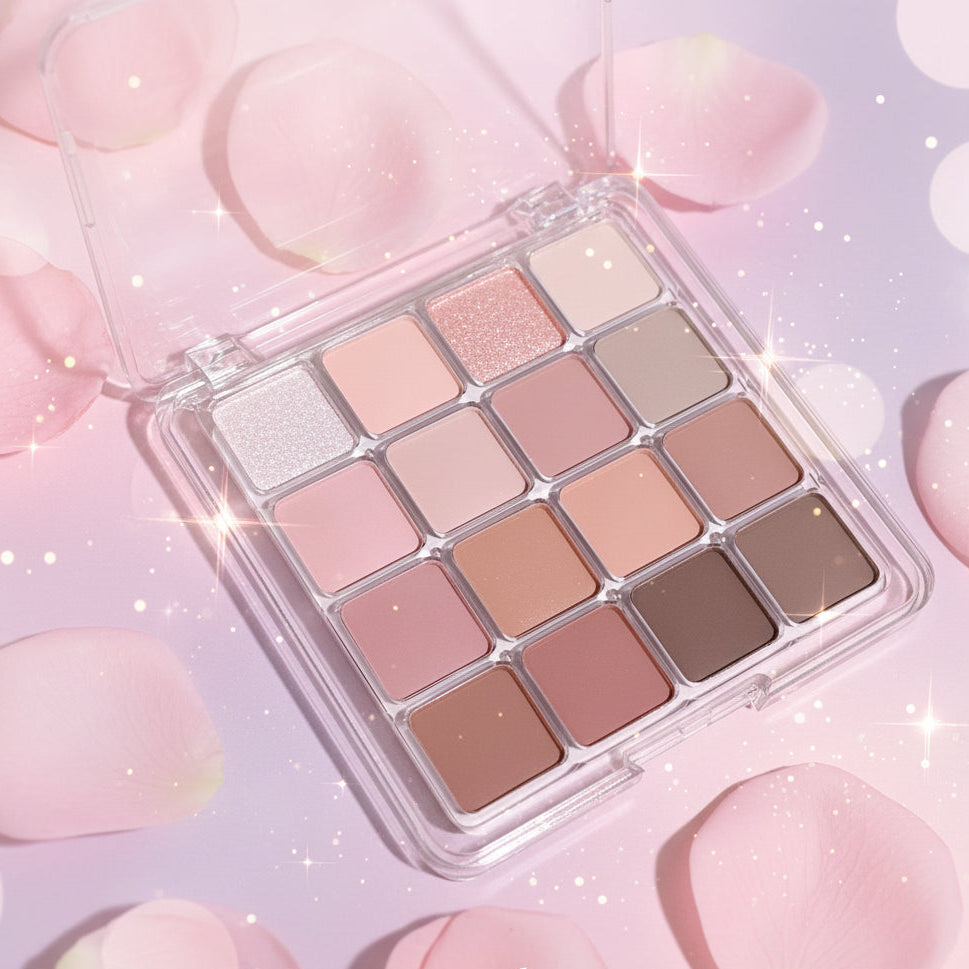 16-Color Sunset Magic Eyeshadow Palette – Pearlescent & Matte Earth Tones