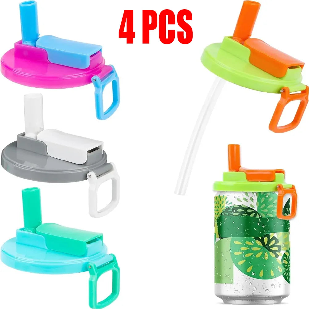 Reusable Silicone Soda Can Lid with Straw - Leak-Proof Beverage Cover