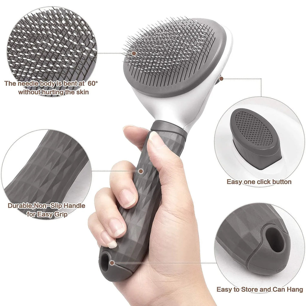 AuraVibe Self-Cleaning Pet Grooming Brush – Effortless Fur Removal