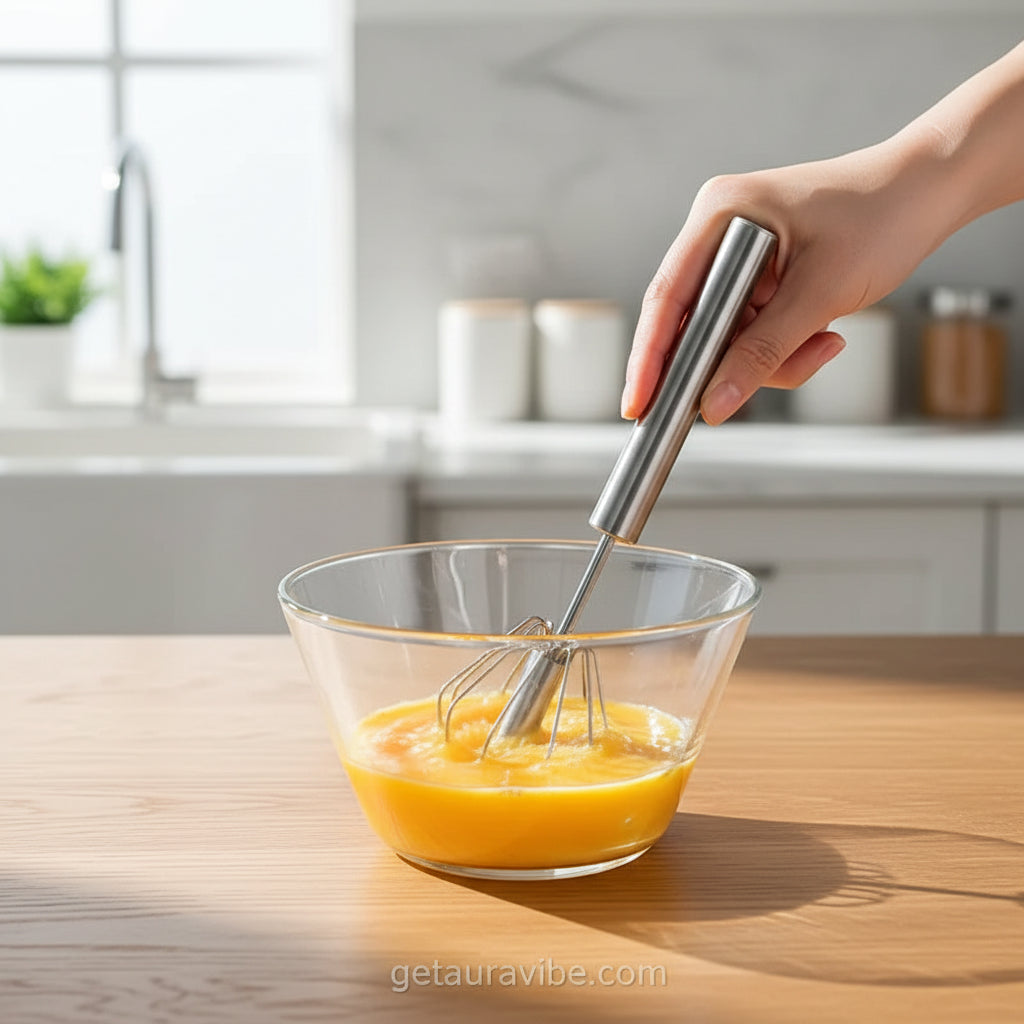 Semi - Automatic Stainless Steel Whisk - Effortless Mixing for Kitchen Baking