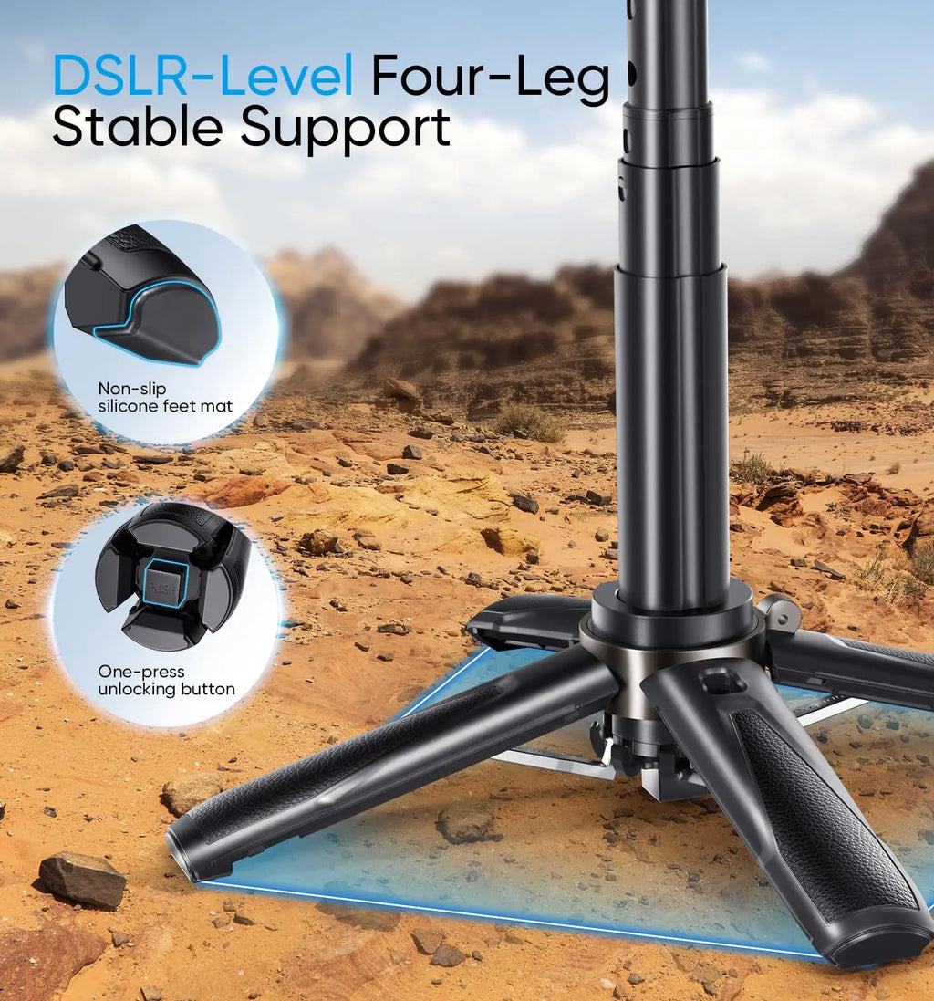360° Rotating Wireless Bluetooth Mini Tripod & Selfie Stick – One-Touch Remote