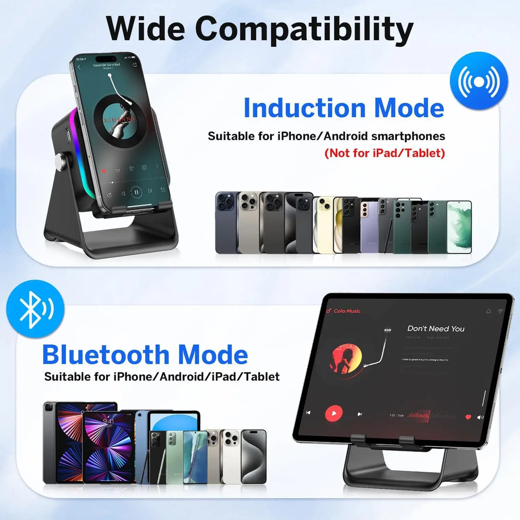 5-in-1 Upgraded Wireless Induction Speaker & Holder