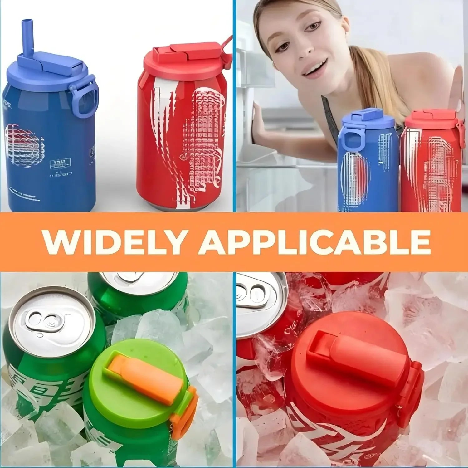 Reusable Silicone Soda Can Lid with Straw - Leak-Proof Beverage Cover