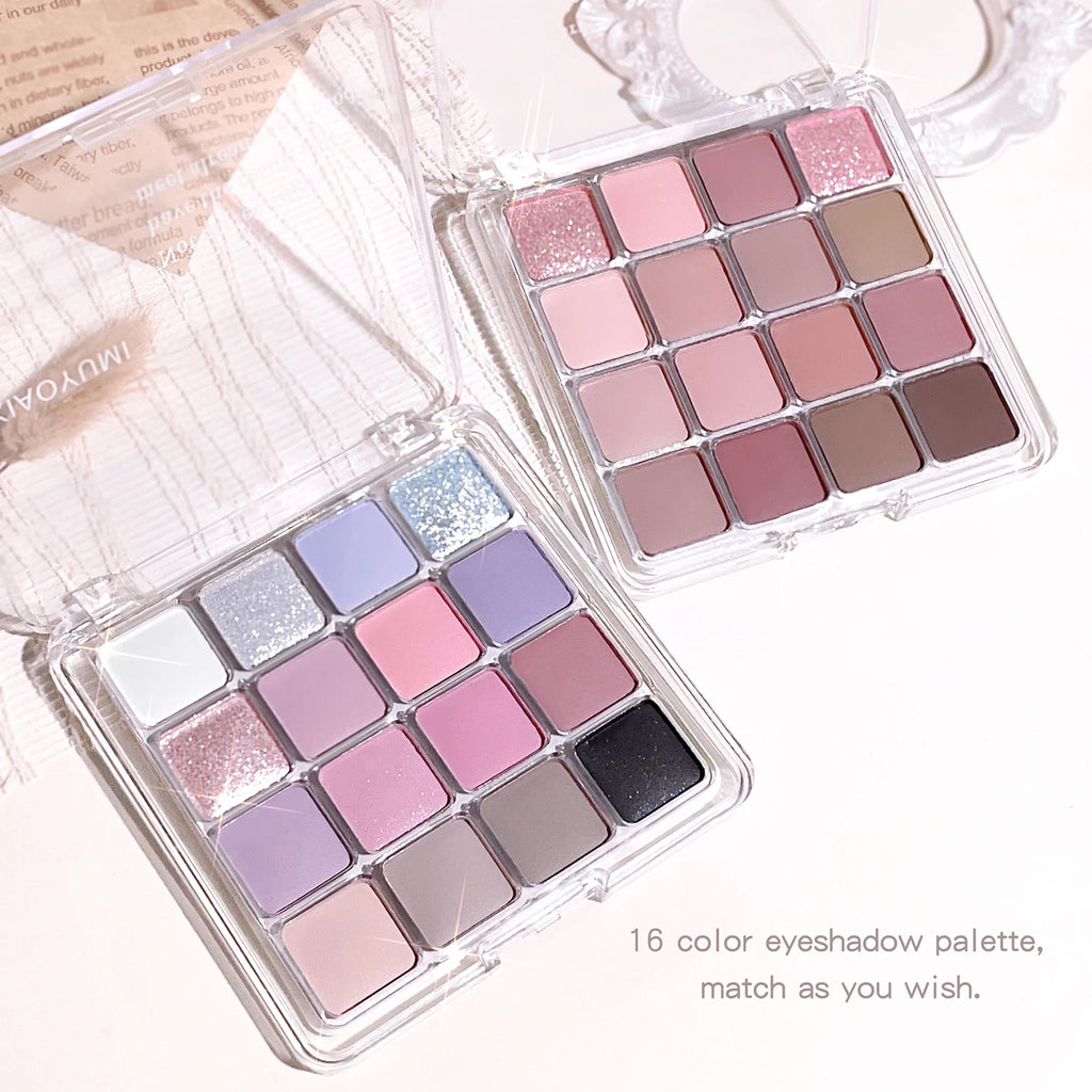 16-Color Sunset Magic Eyeshadow Palette – Pearlescent & Matte Earth Tones