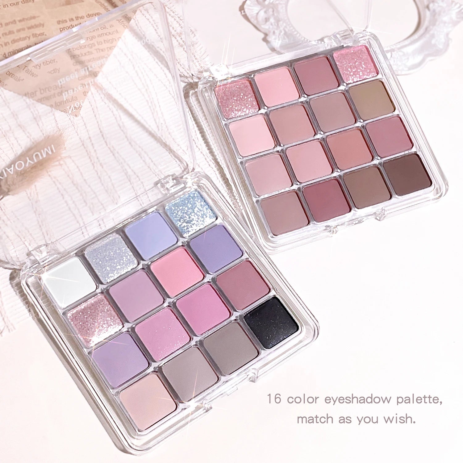 16-Color Sunset Magic Eyeshadow Palette – Pearlescent & Matte Earth Tones
