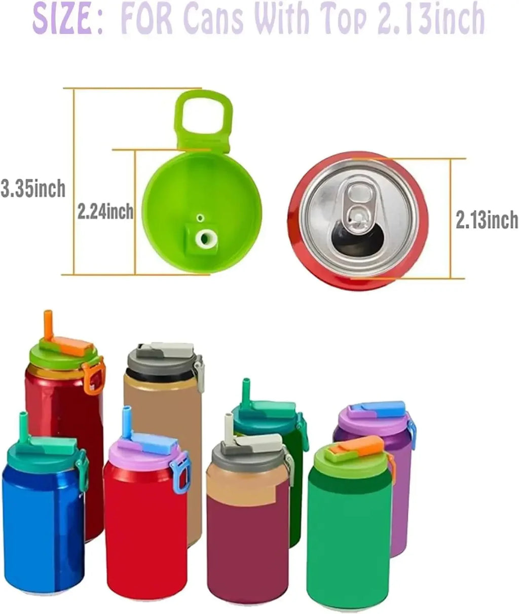 Reusable Silicone Soda Can Lid with Straw - Leak-Proof Beverage Cover