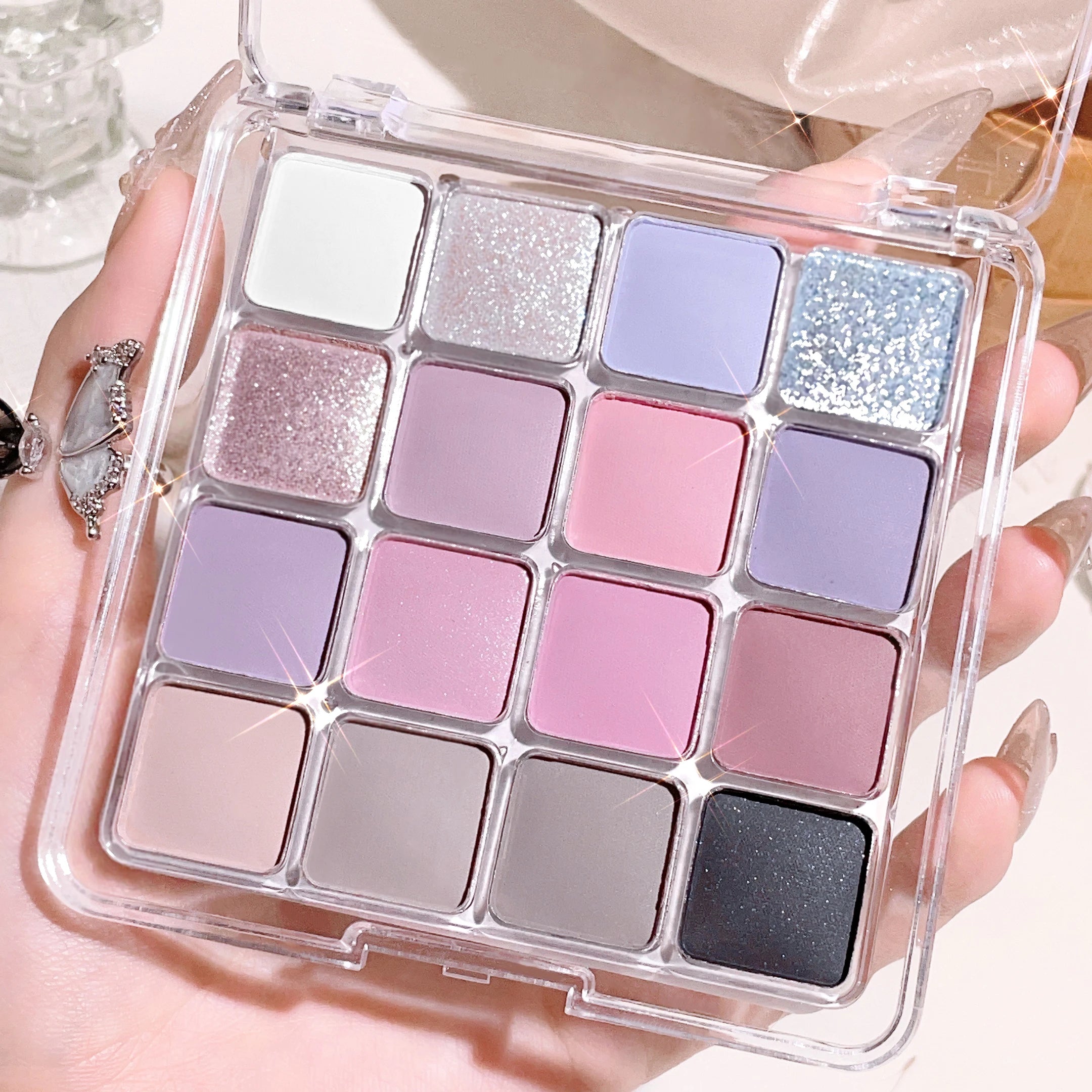 16-Color Sunset Magic Eyeshadow Palette – Pearlescent & Matte Earth Tones