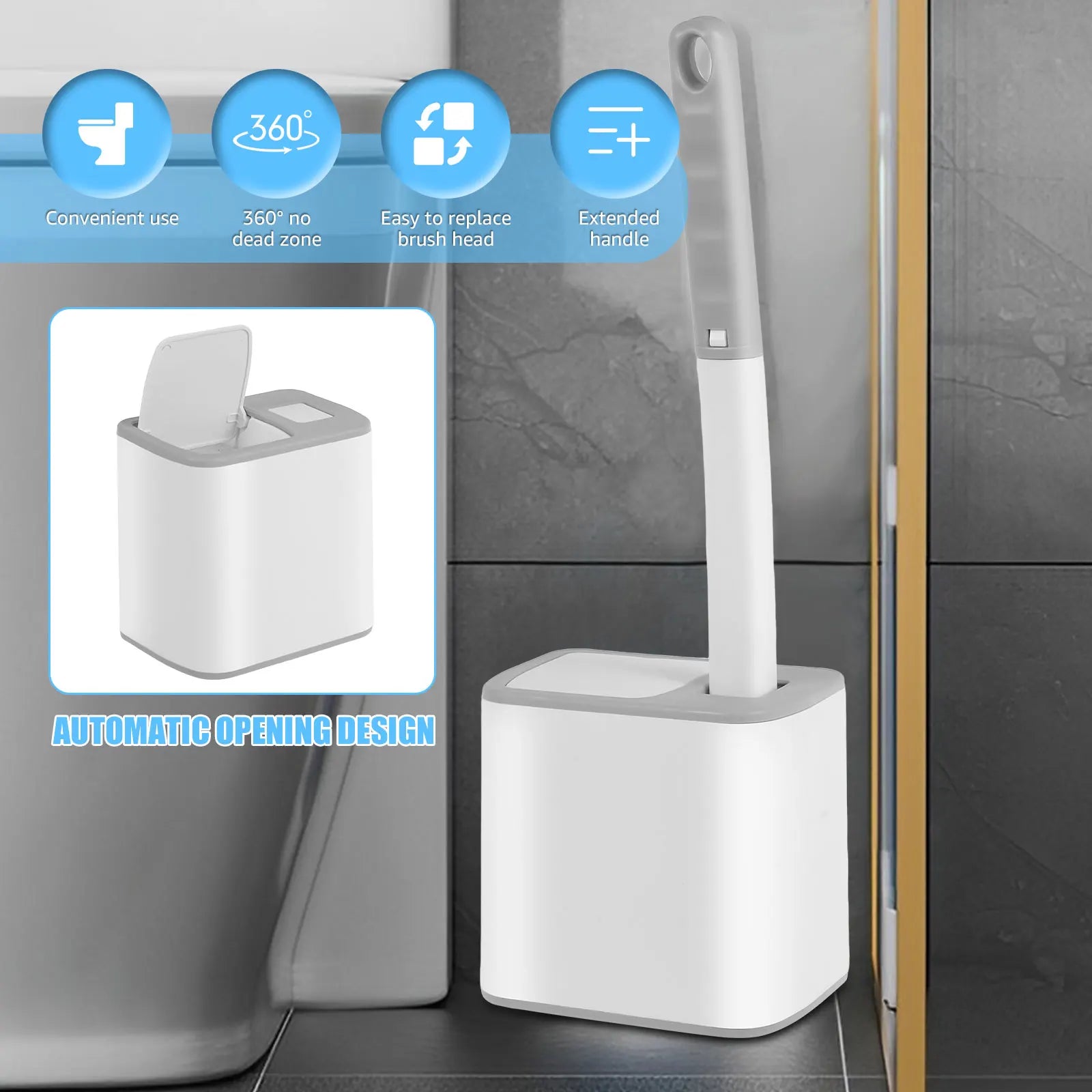 AuraVibe Hygienic Disposable Toilet Brush System with Replaceable Cleaning Heads