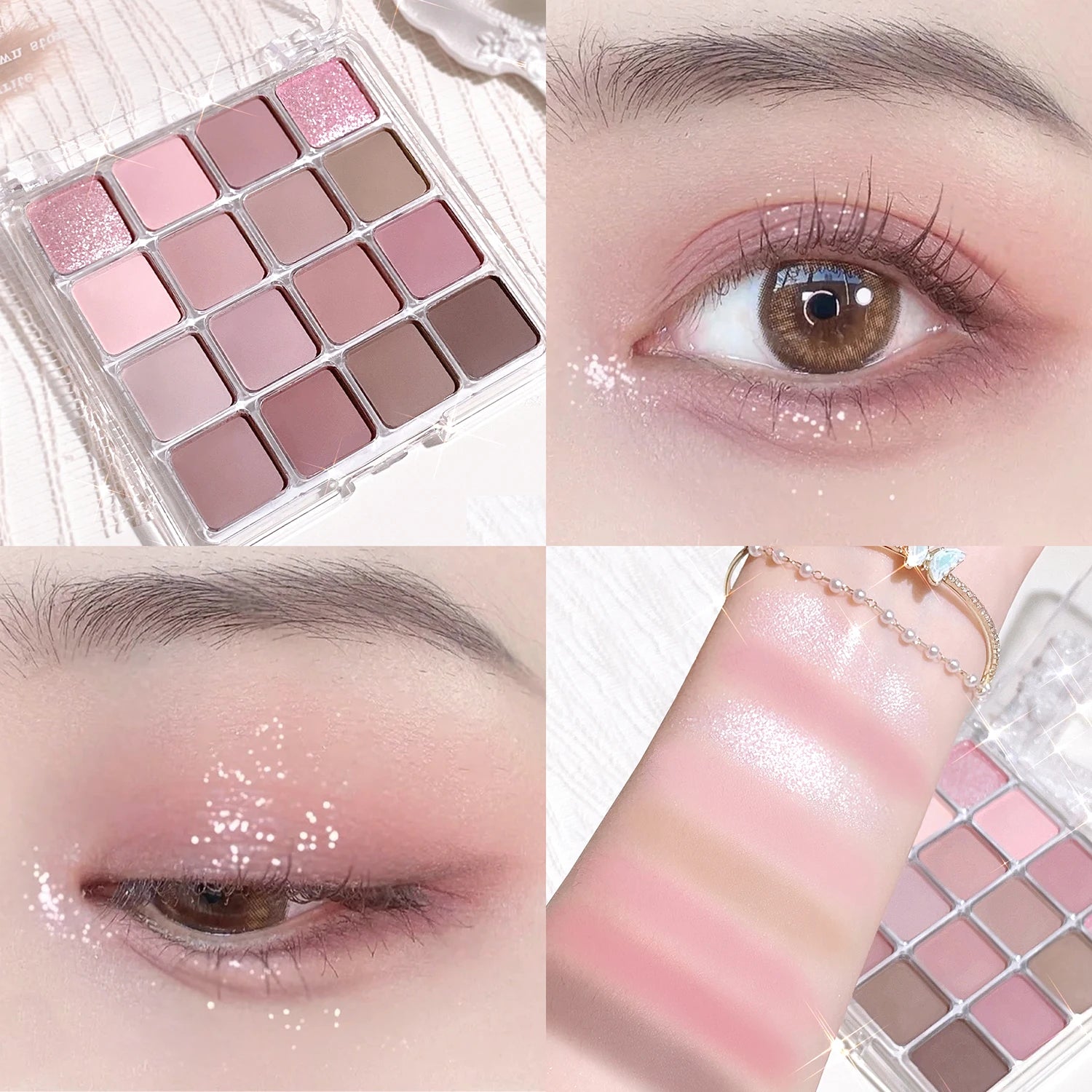 16-Color Sunset Magic Eyeshadow Palette – Pearlescent & Matte Earth Tones