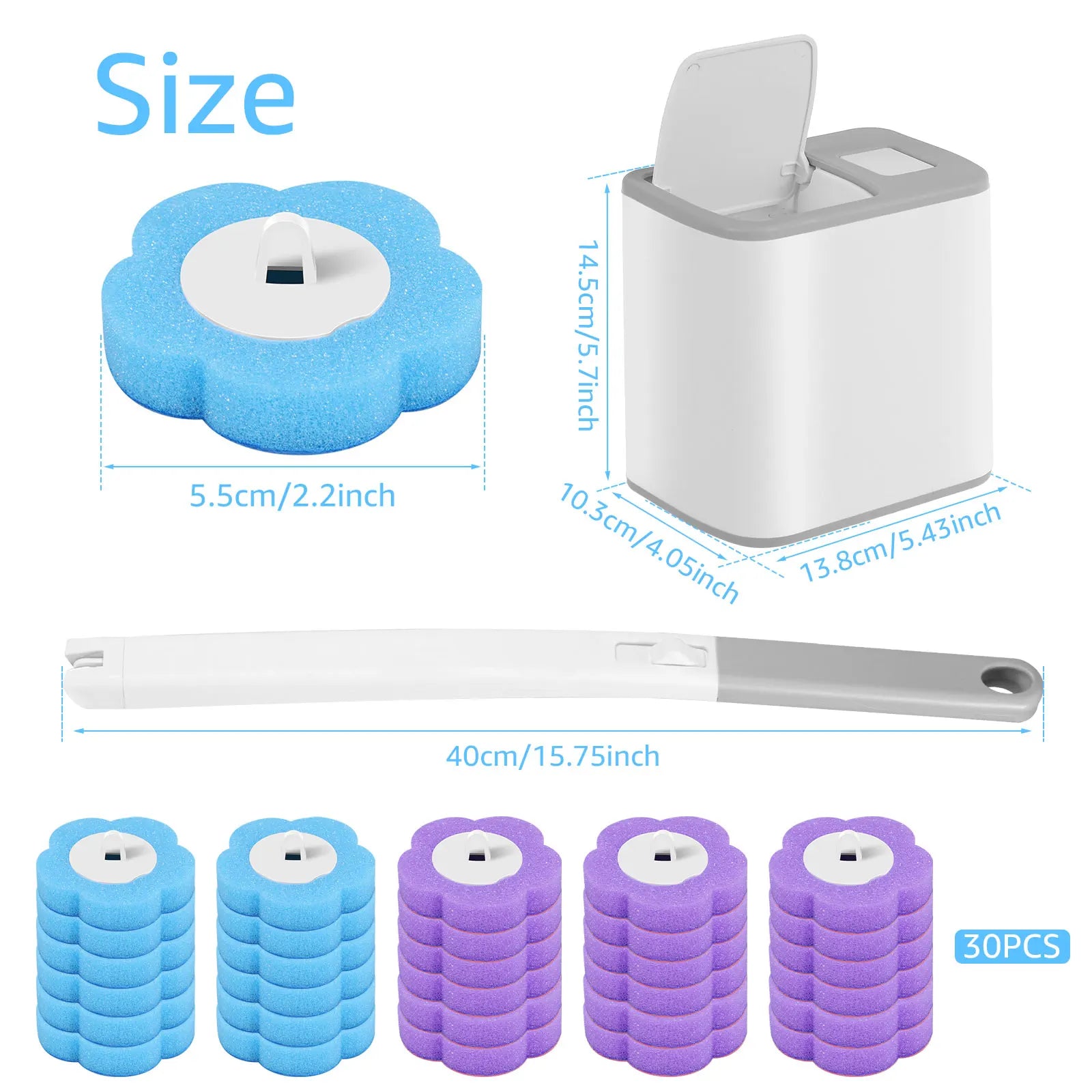 AuraVibe Hygienic Disposable Toilet Brush System with Replaceable Cleaning Heads