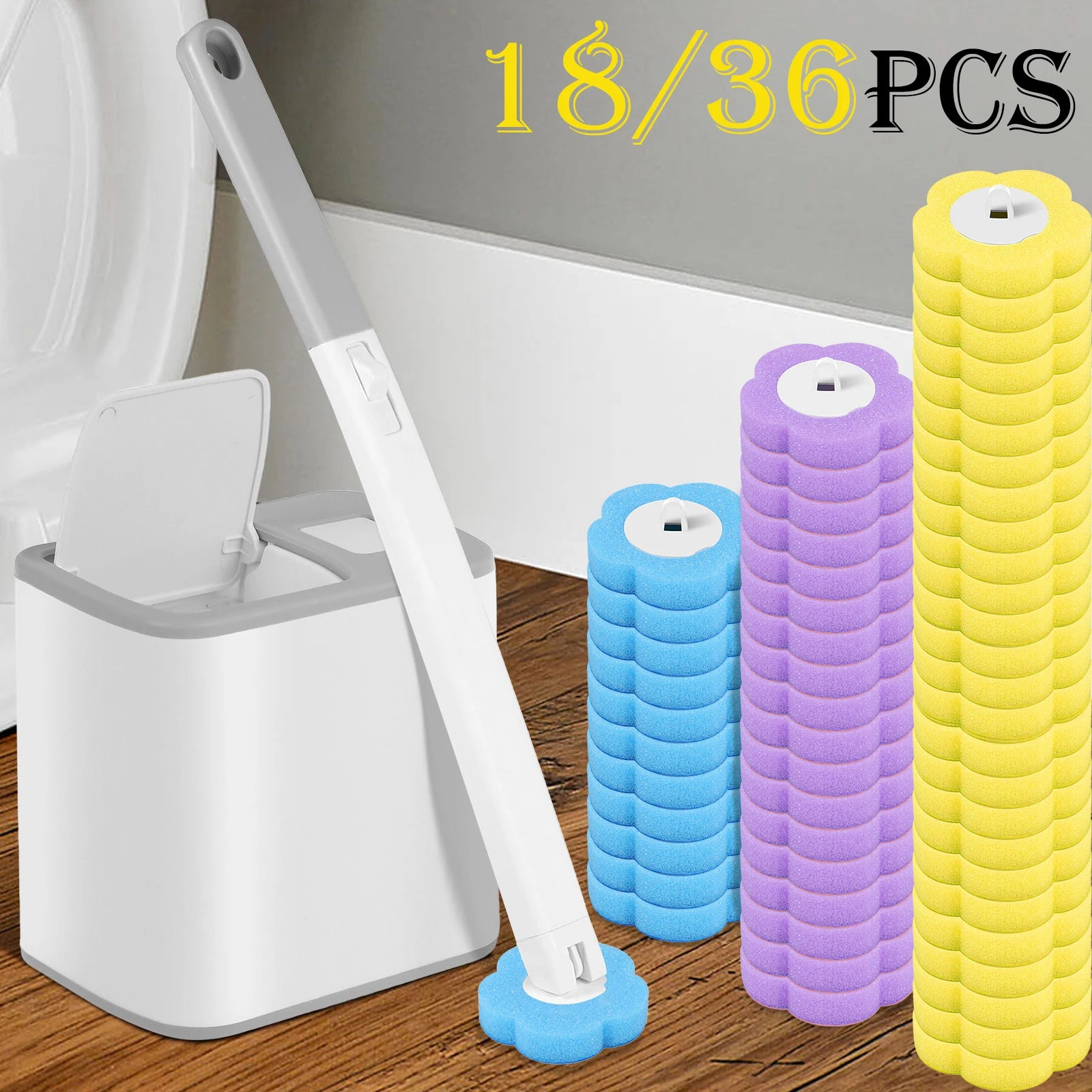 AuraVibe Hygienic Disposable Toilet Brush System with Replaceable Cleaning Heads
