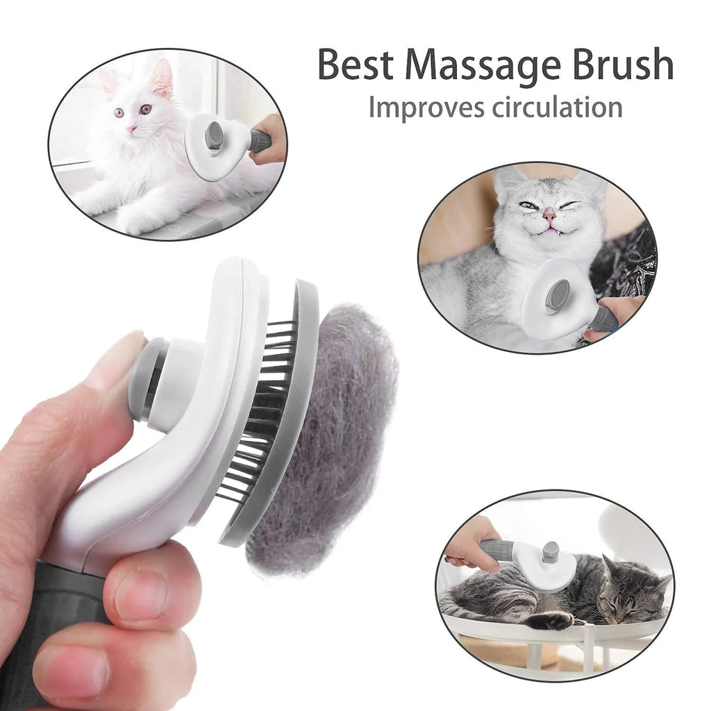 AuraVibe Self-Cleaning Pet Grooming Brush – Effortless Fur Removal