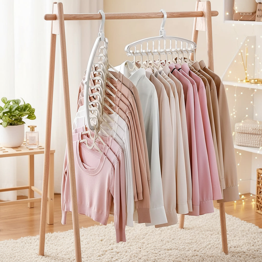 Folding Multi-Hole Clothes Hanger - Space Saving Wardrobe Organizer
