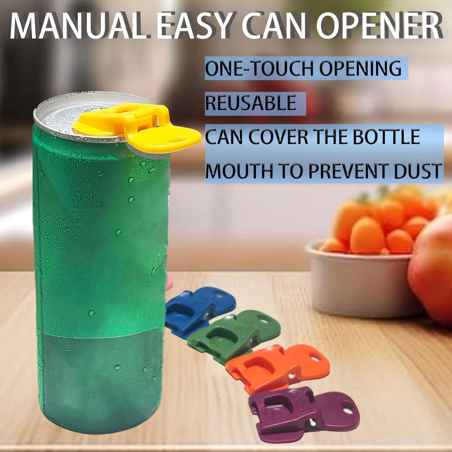 Easy-Open Beverage Can Opener & Protective Cover – Multi-Color Set