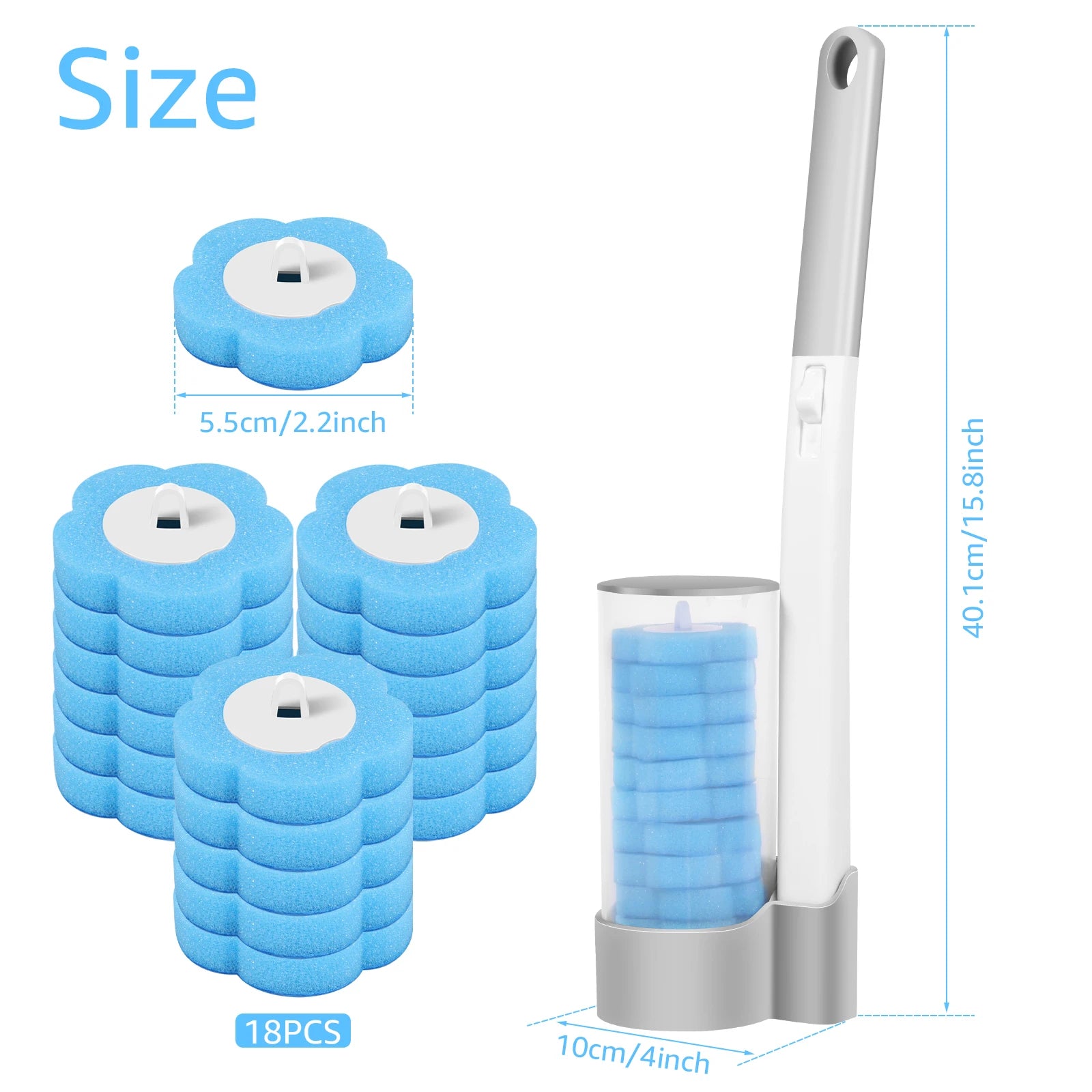 AuraVibe Hygienic Disposable Toilet Brush System with Replaceable Cleaning Heads