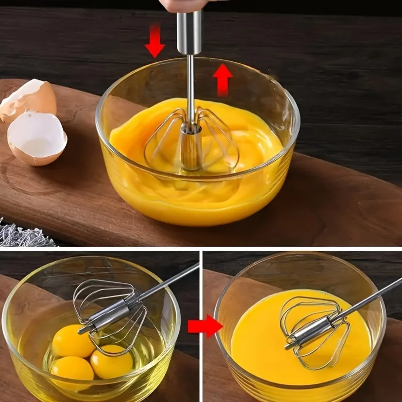 Semi - Automatic Stainless Steel Whisk - Effortless Mixing for Kitchen Baking
