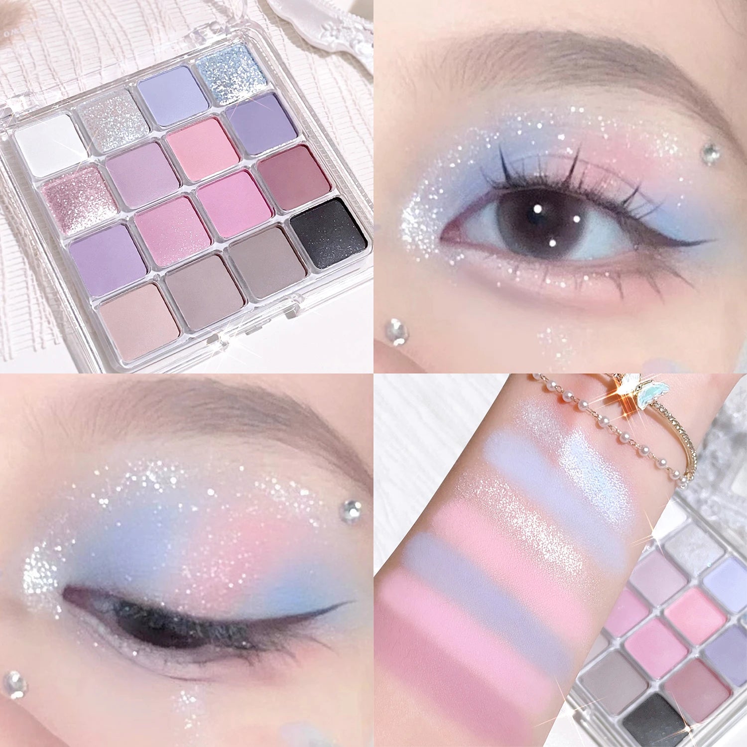 16-Color Sunset Magic Eyeshadow Palette – Pearlescent & Matte Earth Tones