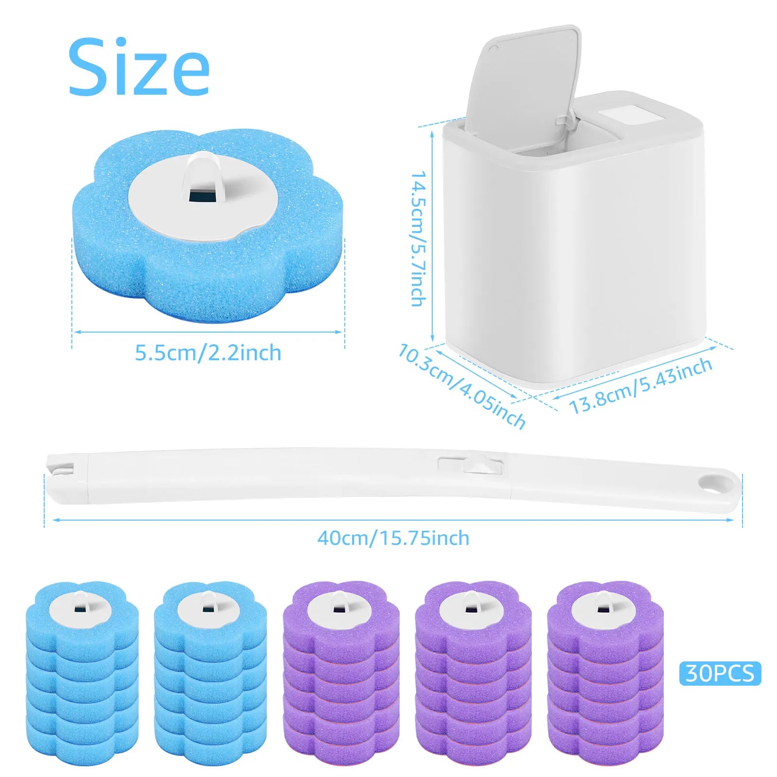 AuraVibe Hygienic Disposable Toilet Brush System with Replaceable Cleaning Heads