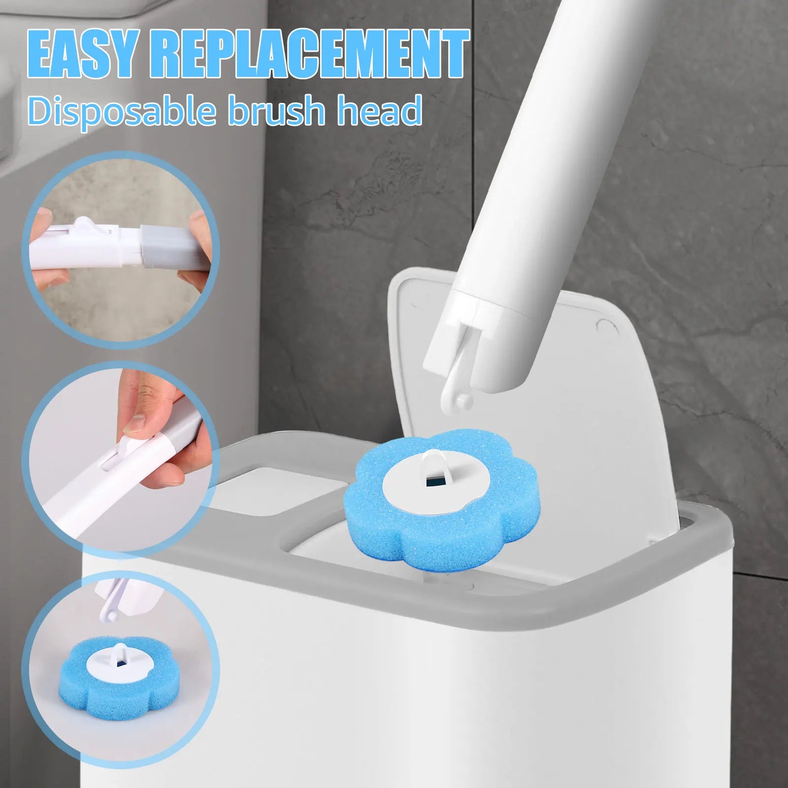 AuraVibe Hygienic Disposable Toilet Brush System with Replaceable Cleaning Heads