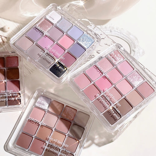 16-Color Sunset Magic Eyeshadow Palette – Pearlescent & Matte Earth Tones