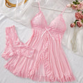 AuraVibe Lace Slip & Lingerie Set - Soft V-Neck Sleepwear
